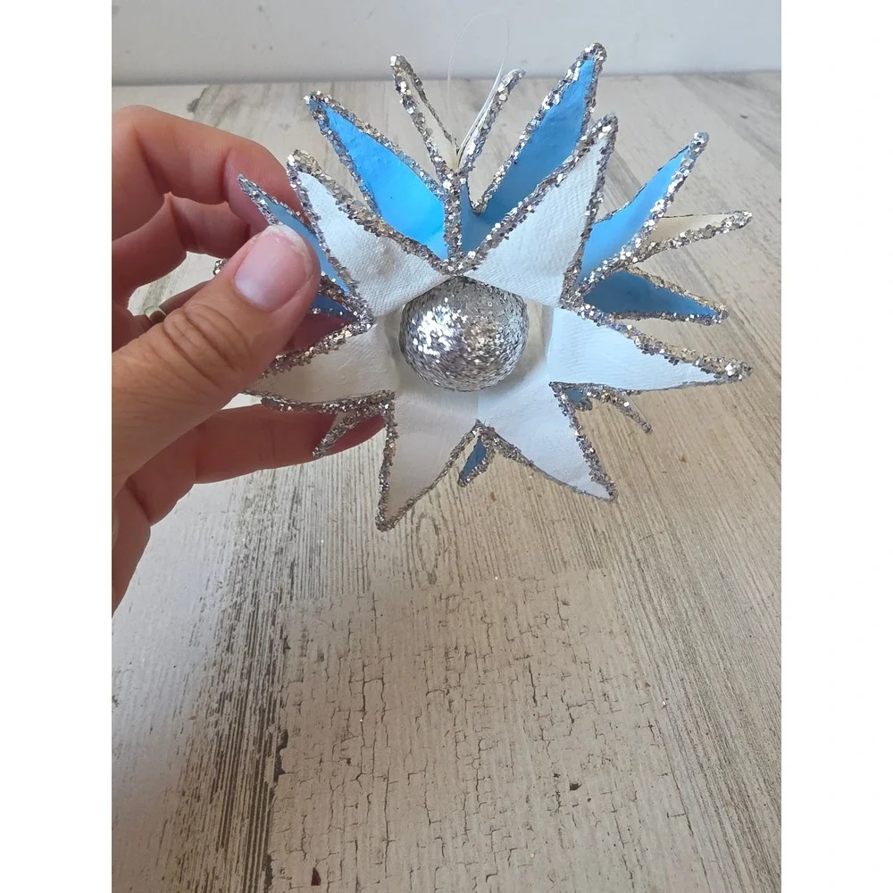 Glitter star ball silver ornament Xmas paper tree